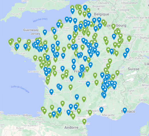 Carte installations biométhane