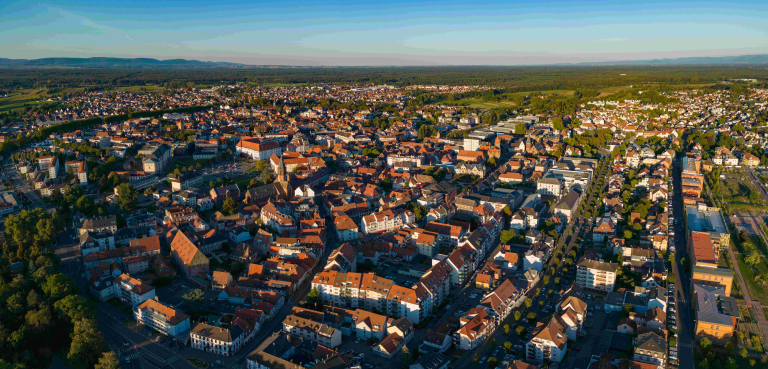 Vue aérienne de la ville de Haguenau 